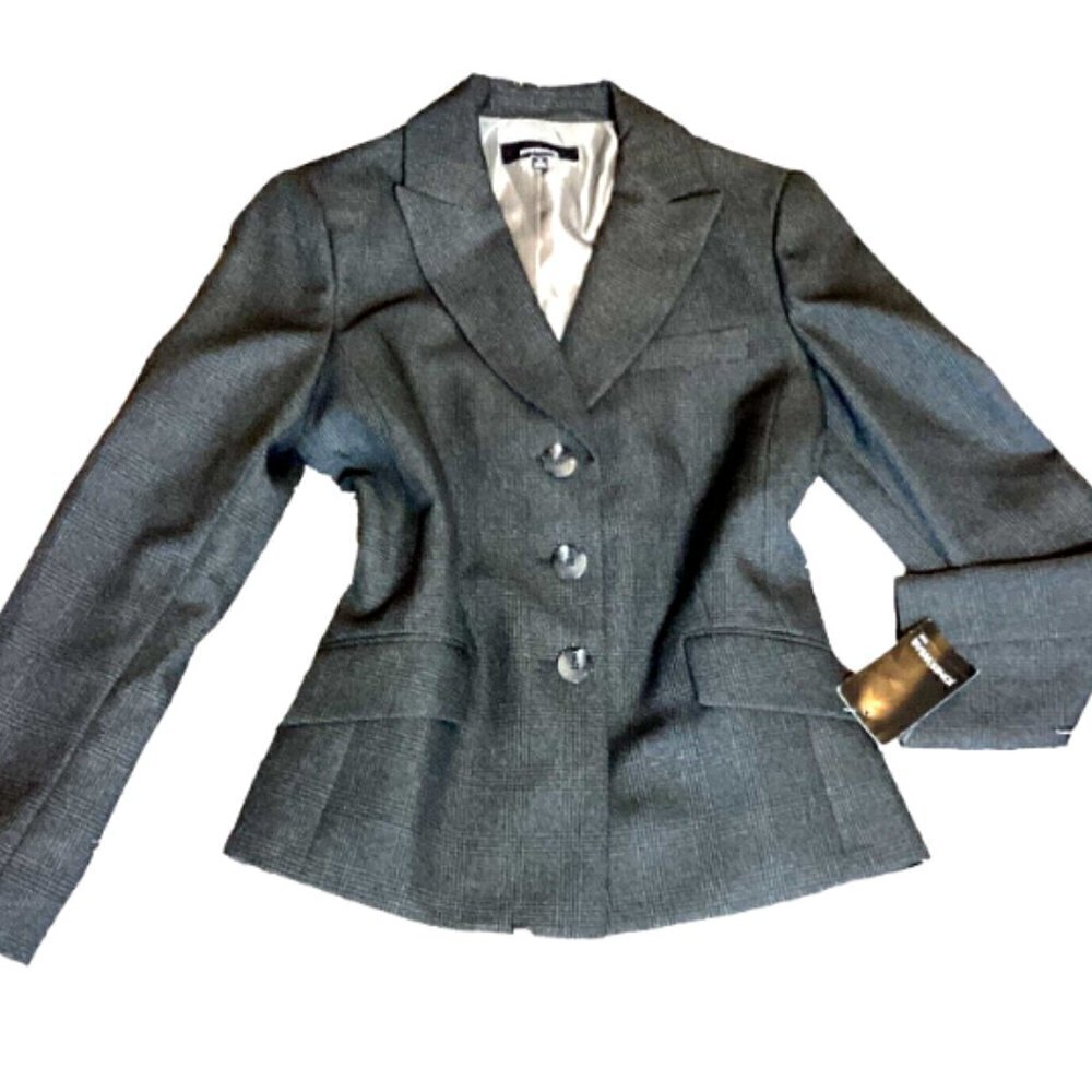 NWT - VTG Jones Wear Suit, Blazer Jacket, 1 Piece Sz 10 Gray Glen Plaid 246B